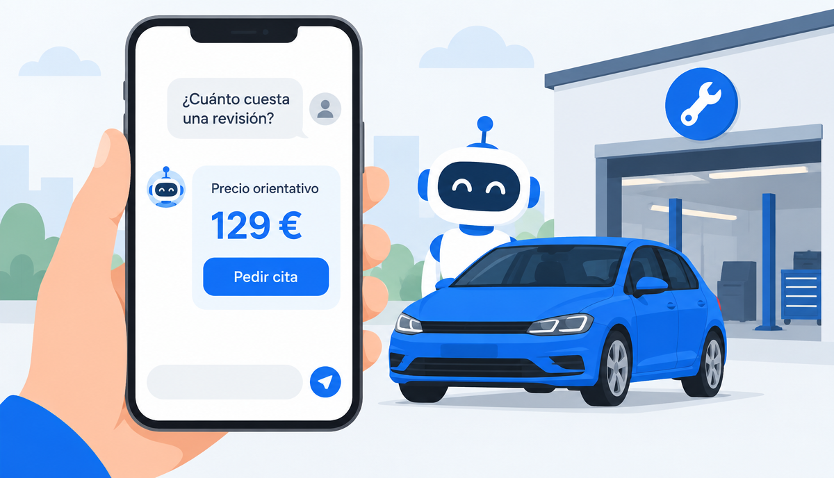 Chat de inteligencia artificial dando un presupuesto orientativo en la mini web pública de un taller en TallerIA